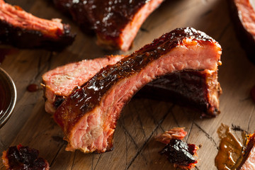 Canvas Print - Homemade Smoked Barbecue Pork Ribs