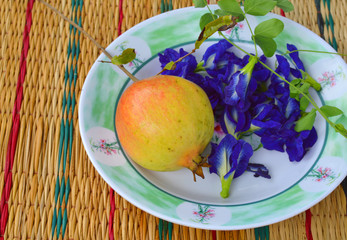 Wall Mural - pomegranate and butterfly pea flower