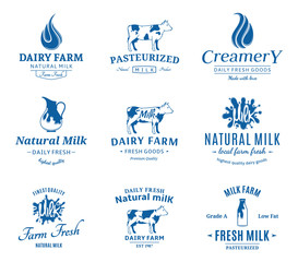 Wall Mural - Set of Vector Milk Logos, Labels and Design Elements