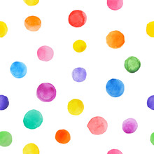 Colorful Paint Watercolor Seamless Pattern  Polka Dot. 