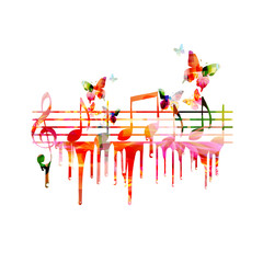 Wall Mural - Colorful background with music notes