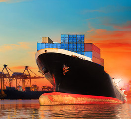 Canvas Print - bic commercial ship in import,export pier use for vessel transpo