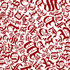 Poster - Medieval gothic letters seamless pattern