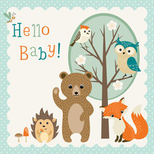 Baby Shower Design With Cute Woodland Animals