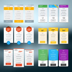 Wall Mural - set of vector pricing table in flat design style for websites and applications