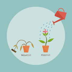 water the positive sprout, positive thinking concept