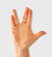 polygon hand raised with palm forward divorced middle and ring f