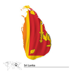 Wall Mural - Map of Sri Lanka with flag