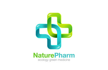 Poster - Medical Cross Logo Pharmacy natural eco Clinic design vector tem