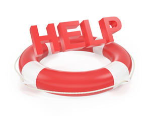 Poster - Lifebuoy with the text for help isolated on white background