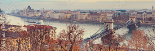 Photo Viewpoint panorama of Budapest over Chain Bridge