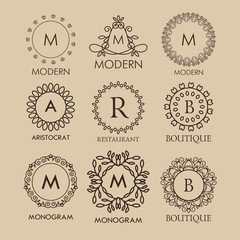 Canvas Print - Set of  simple and elegant  monogram designs