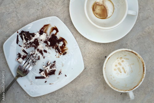 Fotografía Closeup of a plate after the dessert was finished