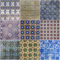 Wall Mural - Background collage. Ceramic tile, Azulejo, Lisbon, Portugal