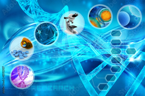 Fotografie, Tablou medicine and cells in an abstract scientific background