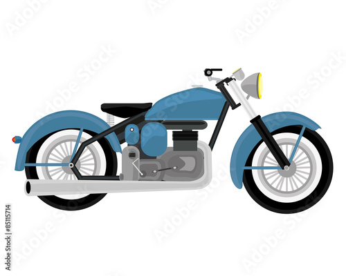 Cuadros en Lienzo The classic retro blue motorcycle.