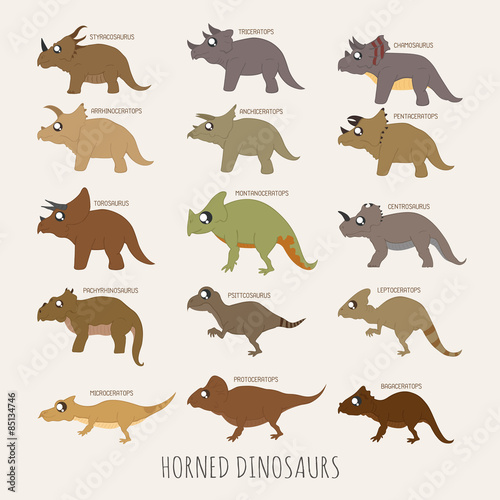 types of three horned dinosaurs