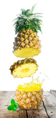 Sticker - Tasty tropical pineapple slices juice burst