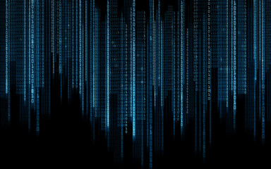 Poster - black blue binary system code background