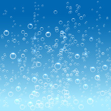 Bubbles In Water On Blue Background Horizontal Seamless Pattern
