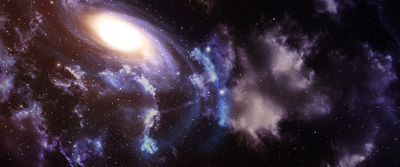 Wall Mural - space panorama with nebula and galaxy.