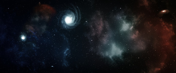Wall Mural - space panorama with nebula and galaxy.