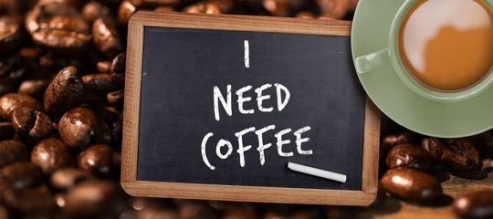 Poster - Composite image of green cup of coffee