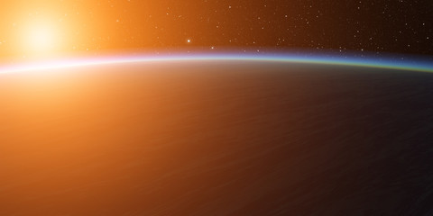 Wall Mural - blue planet with bright sun.