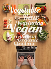 Wall Mural - Searching for healthy vegetarian recipes online