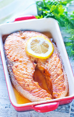 Canvas Print - baked salmon