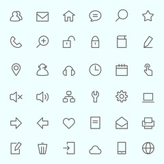 icon set for web, simple and thin line design