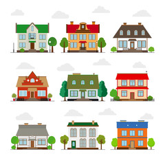 Canvas Print - Cute houses in flat style