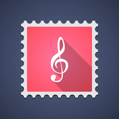 Wall Mural - Red mail stamp icon with a g clef