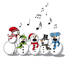 Snowman Choir On White Background