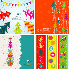 Wall Mural - Template Christmas greeting card, ribbon