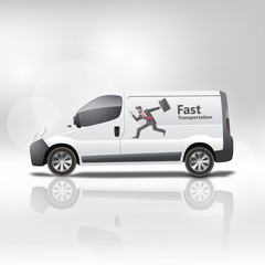 White delivery van vector illustration