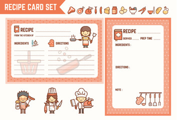 cooking and kitchen recipe card set