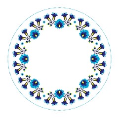 Wall Mural - blue folk flower frame