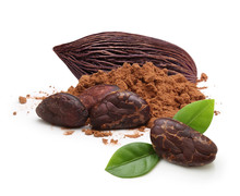 Cacao Beans And Powder Isolated
