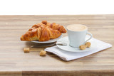 Fototapeta Mapy - cup of coffee with croissant
