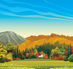 Sticker - Nature autumn landscape.