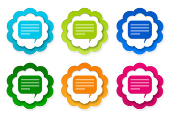 Wall Mural - set of colorful stickers icons with conversation symbol