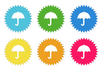 Wall Mural - set of colorful stickers icons with umbrella symbol