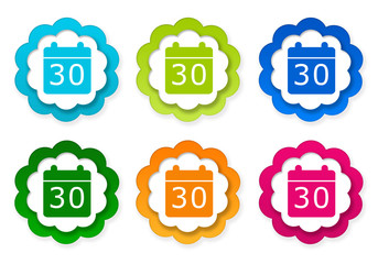 Wall Mural - set of colorful sticker icons with calendar symbol