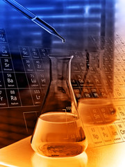 Wall Mural - laboratory glassware containing chemical liquid