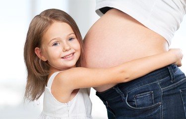 Wall Mural - Pregnant, mum, child.