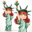 Girl dressed as the Statue of Liberty