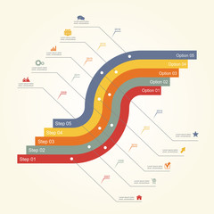 Infographic report template with lines and icons. Vector