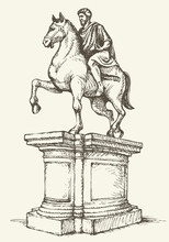 Statue Of Of Marcus Aurelius. Vector Drawing