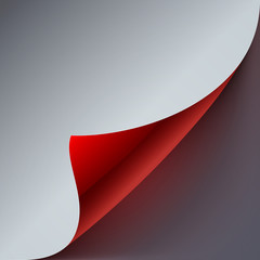 Aufkleber - Curled grey and red paper page corner with realistic shadow